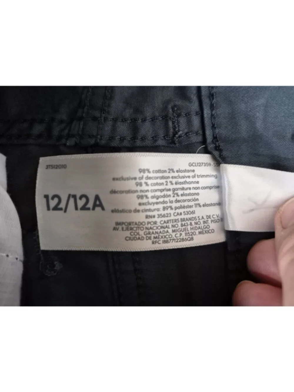 NWT CARTER'S Gray Chino Pants Youth Boys Size 12 Adjustable